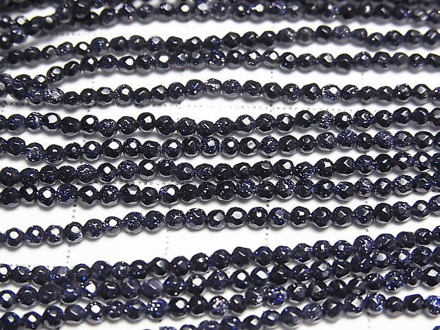1strand $8.79! Blue Golden Sand Stone  Faceted Round 2mm  1strand beads (aprx.15inch/36cm)