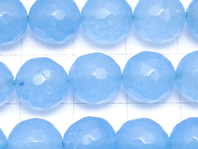 Blue Jade 64Faceted Round 10mm 1strand beads (aprx.15inch / 36cm)