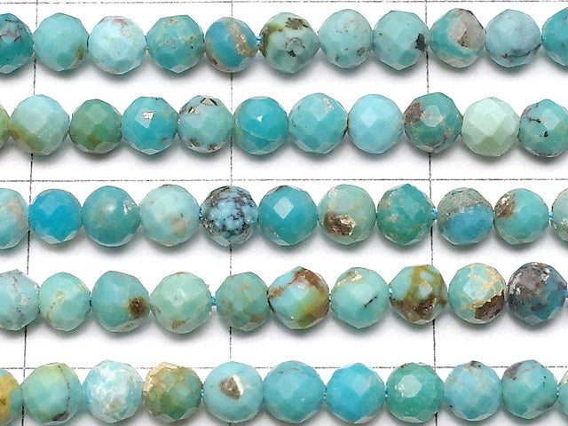 [Video]High Quality! Turquoise AA++ Faceted Round 3mm half or 1strand beads (aprx.15inch/37cm)