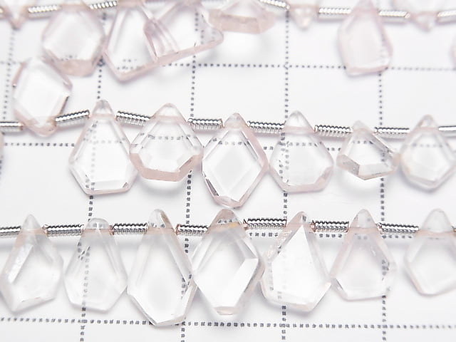 [Video] High Quality Rose Quartz AAA- Rough Slice Faceted 1strand beads (aprx.7inch / 17cm)