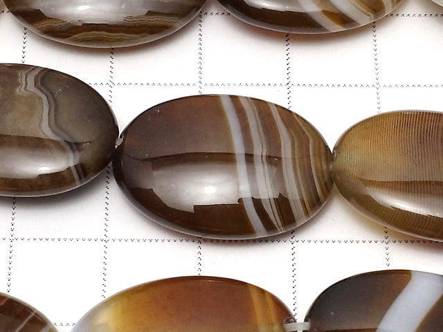 [Video]Brown Stripe Agate AAA Oval 25x18mm half or 1strand beads (aprx.14inch/36cm)
