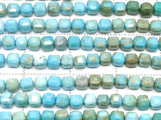 [Video] High Quality! Magnesite Turquoise Cube Shape 2.5x2.5x2.5mm 1strand beads (aprx.15inch/36cm)