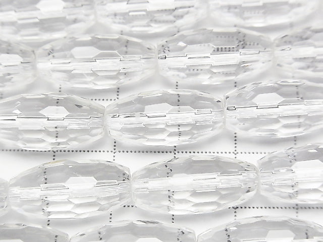 [Video] Crystal AAA Faceted Rice 20 x 10 x 10 mm half or 1 strand beads (aprx. 14 inch / 35 cm)
