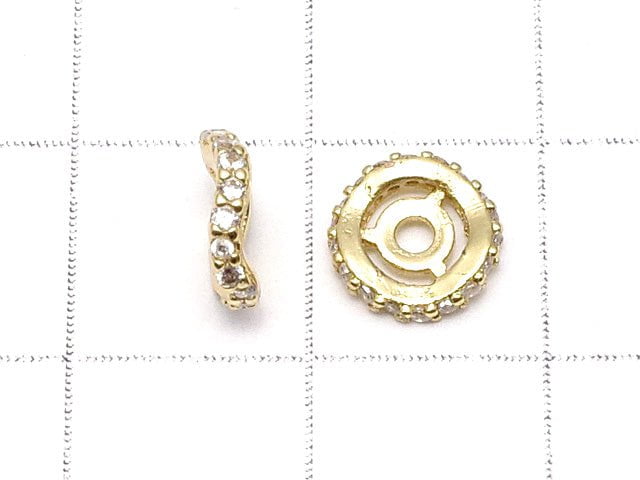 Metal Parts Roundel 8x8x2mm Gold with CZ 2pcs $2.99!