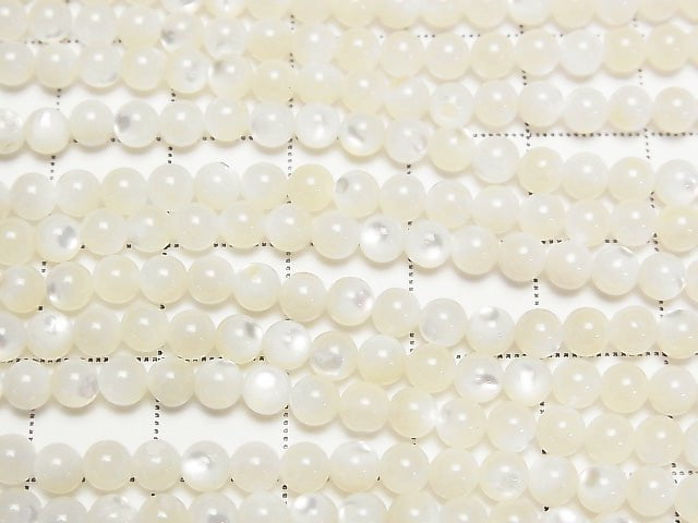 [Video] High Quality White Shell (Silver-lip Oyster) AAA Round 4mm 1strand beads (aprx.15inch / 37cm)