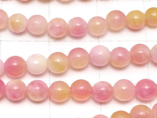 Pink & Yellow Jade Round 4mm 1strand beads (aprx.15inch / 36cm)
