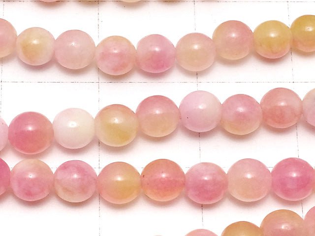 Pink & Yellow Jade Round 4mm 1strand beads (aprx.15inch / 36cm)