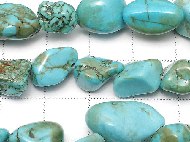 [Video]Magnesite Turquoise Nugget 1strand beads (aprx.14inch/34cm)