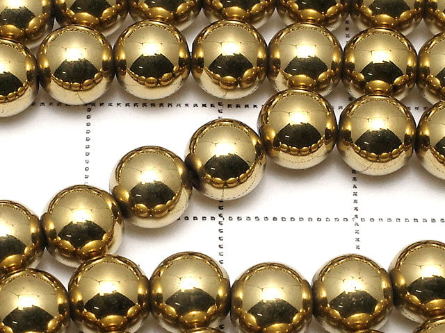 Magnetic! Hematite Round 6mm gold coating 1strand beads (aprx.15inch / 38cm)