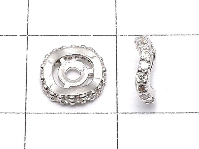 Metal Parts Roundel 8x8x2mm Silver with CZ 2pcs $2.99!