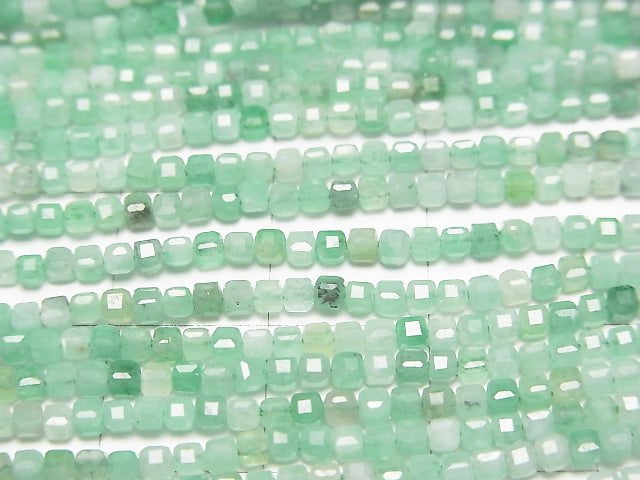 [Video]High Quality! Brazilian Emerald AAA- Cube Shape 2x2x2mm half or 1strand beads (aprx.15inch/37cm)