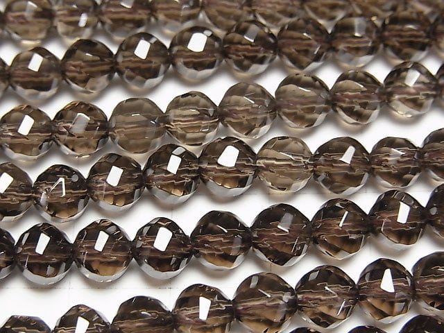 [Video] Smoky Quartz AAA Twist 72Faceted Round 6mm half or 1strand beads (aprx.15inch / 37cm)