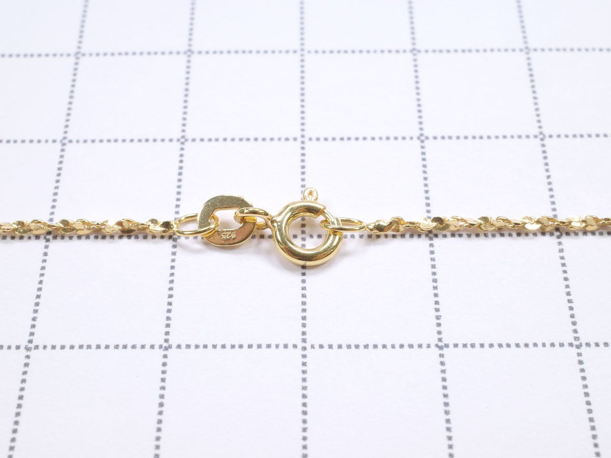 Collier en argent 925 torsadé (en forme de S) 1,2 mm plaqué or 18 carats [40cm][45cm][50cm][60cm] 1 pièce