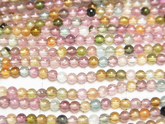 [Video]High Quality Multicolor Tourmaline AAA Small Size Round 2.5-3mm half or 1strand beads (aprx.14inch/35cm)