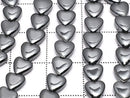 Hematite Vertical Hole Heart 6x6x3mm 1strand beads (aprx.15inch/38cm)