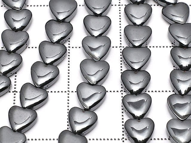 Hematite Vertical Hole Heart 6x6x3mm 1strand beads (aprx.15inch/38cm)