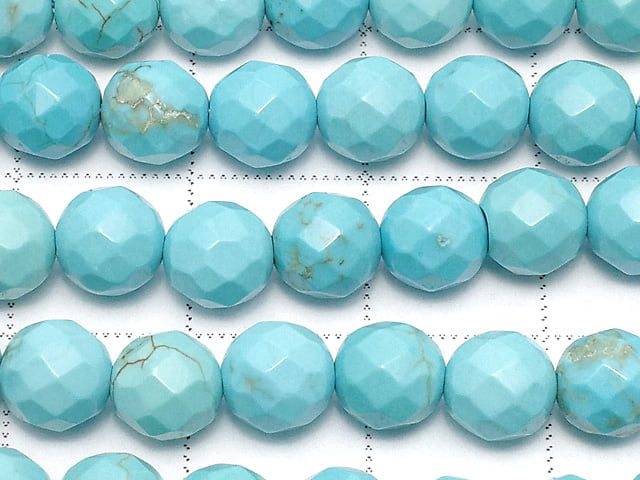 [Video] Magnesite Turquoise  64Faceted Round 6mm 1strand beads (aprx.14inch/35cm)
