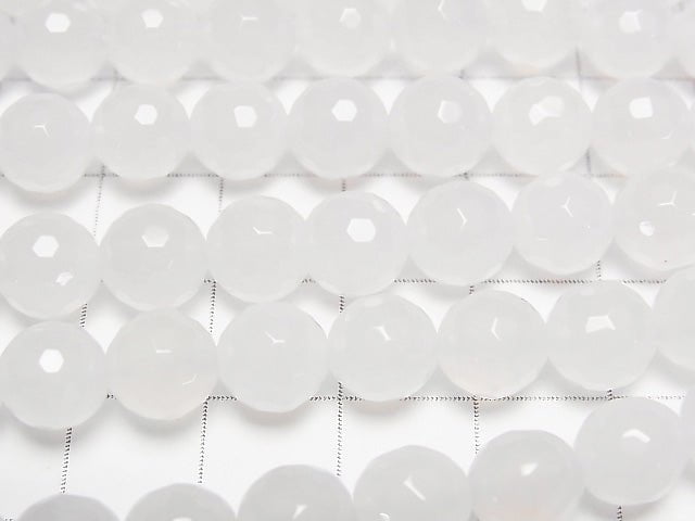 1strand $7.79! White Chalcedony 128 Faceted Round 8 mm 1strand beads (aprx.15 inch / 38 cm)