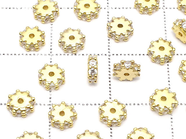 [Video] Metal parts Rondelle 4.5x4.5x1.5mm Gold color (with CZ) 5pcs