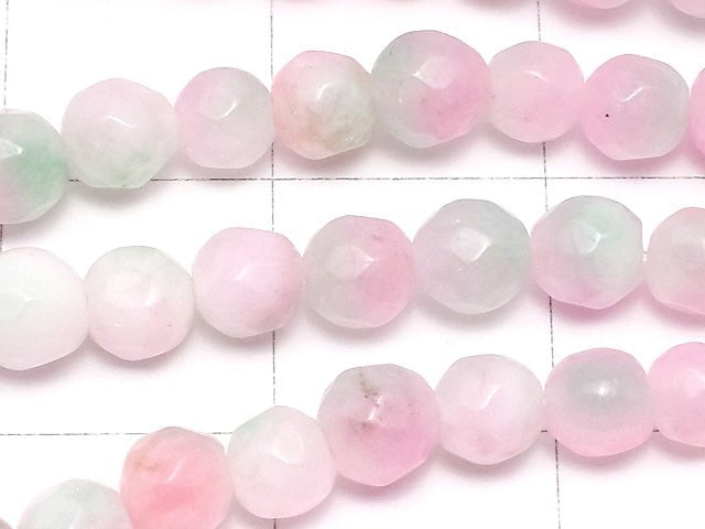 Pink & Green Jade 32 Faceted Round 4 mm 1 strand beads (aprx.15 inch / 37 cm)