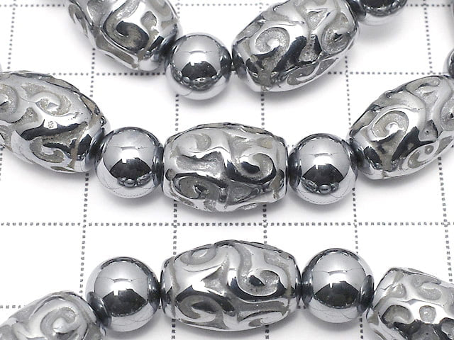 [Video] Terahertz Dzi bead 14x10x10mm & Round 8mm Bracelet
