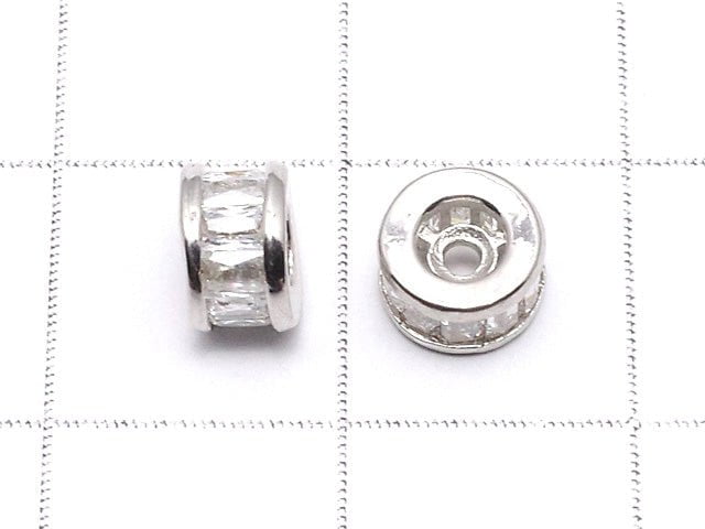 Metal Parts Roundel 6x6x3.5mm Silver with CZ 2pcs $2.99!