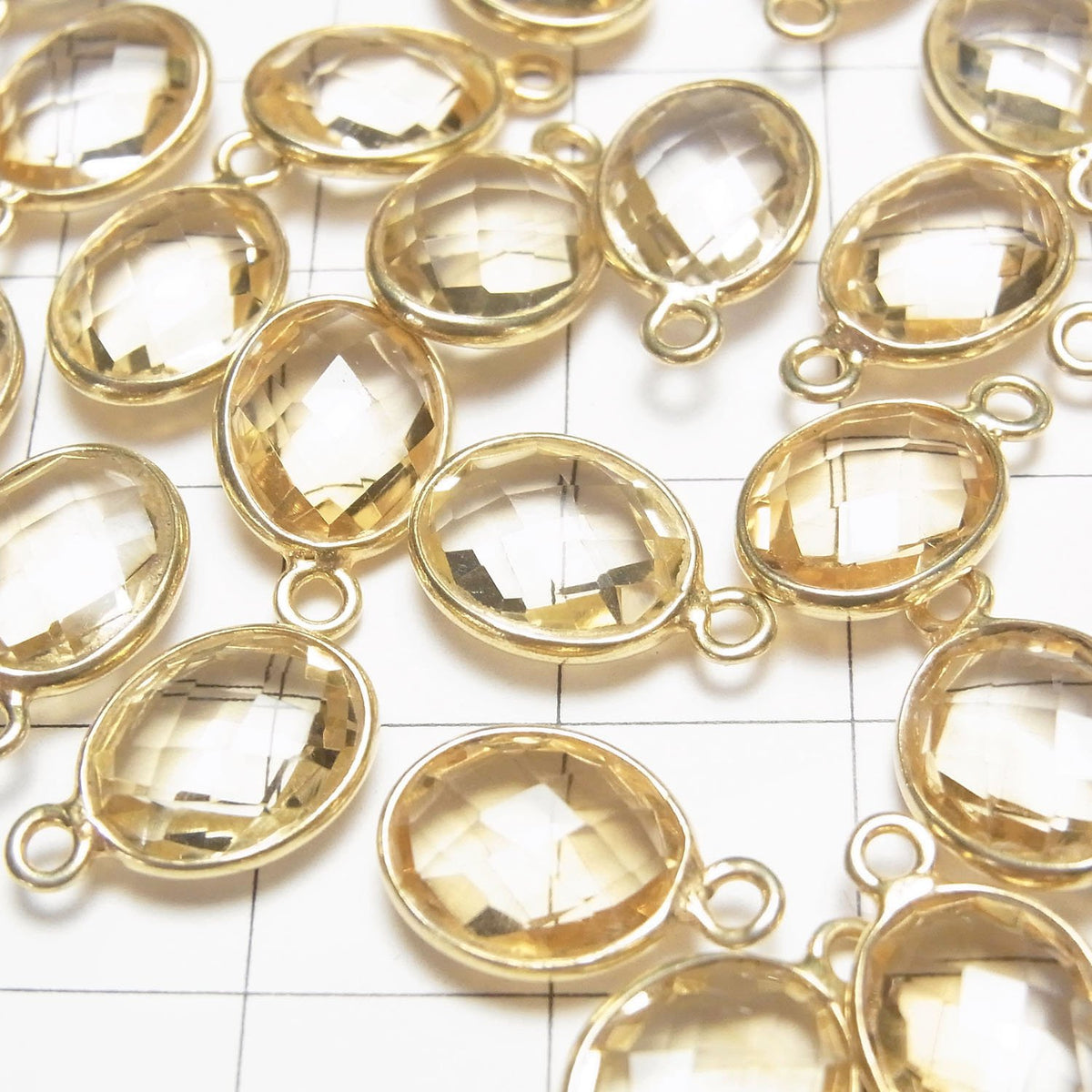 Citrine de haute qualité AAA sertie, ovale facettée 11x9 [un côté] 18KGP 3 pièces