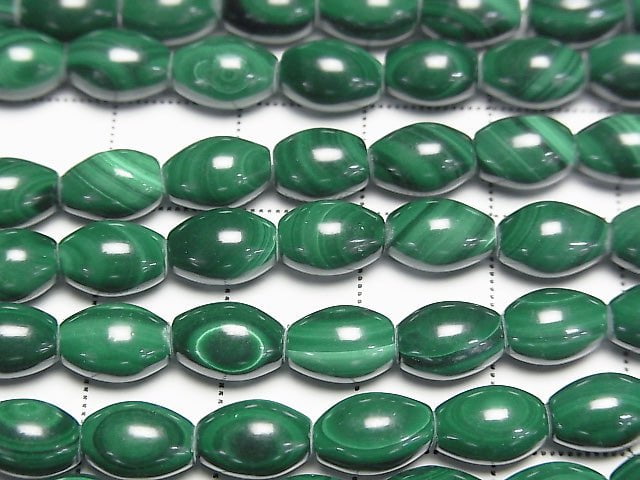 Malachite AAA- Rice 9x6x6mm half or 1strand beads (aprx.15inch/38cm)