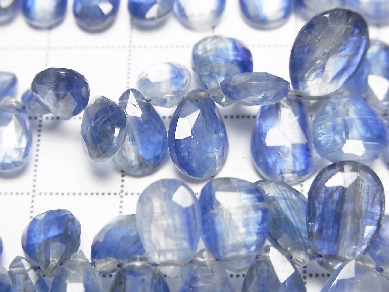Kyanite AA++ Pear shape Faceted Briolette half or 1strand beads (aprx.7inch/18cm)