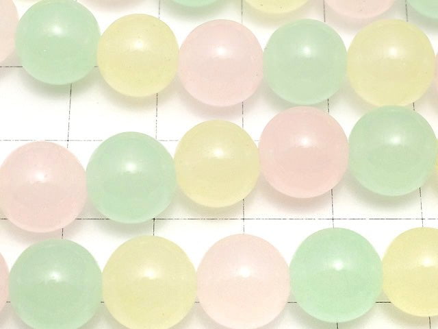 Pastel Mix Jade Round 10mm NO.2 1strand beads (aprx.15inch / 37cm)