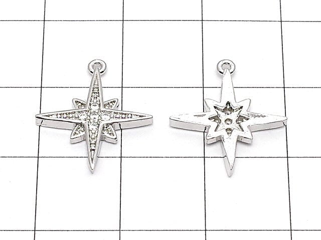 Metal Parts star motif charm 16x15mm silver color (with CZ) 2pcs $3.79!