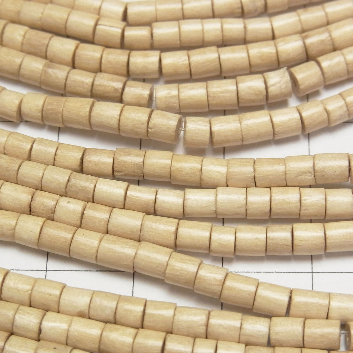 White Wood Tube 4x4x4mm 1strand beads (aprx.15inch/38cm)
