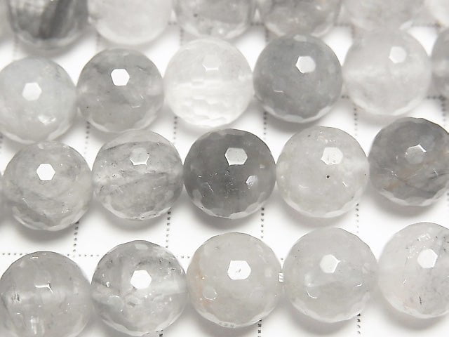 Gray Quartz AA 128 Faceted Round 10 mm half or 1 strand beads (aprx. 15 inch / 37 cm)