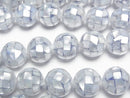 Mosaic Shell Blue Round 12mm 1/4 or 1strand beads (aprx.14inch/35cm)