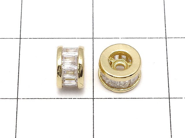 Metal Parts Roundel 6x6x3.5mm Gold with CZ 2pcs $2.99!