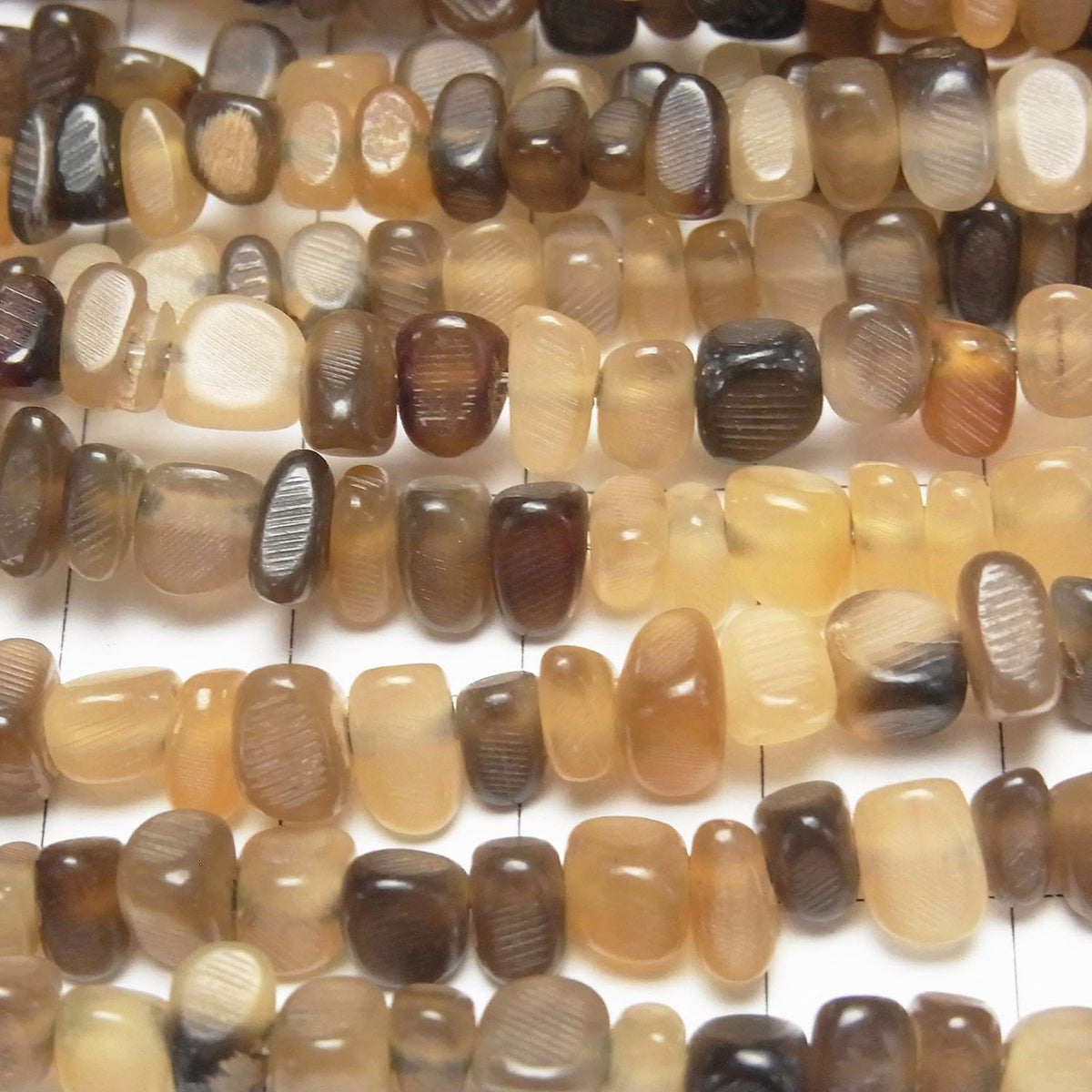 Buffalo Horn Square - Rectangle Rondelle Beige x Brown 1strand beads (aprx.15inch/38cm)