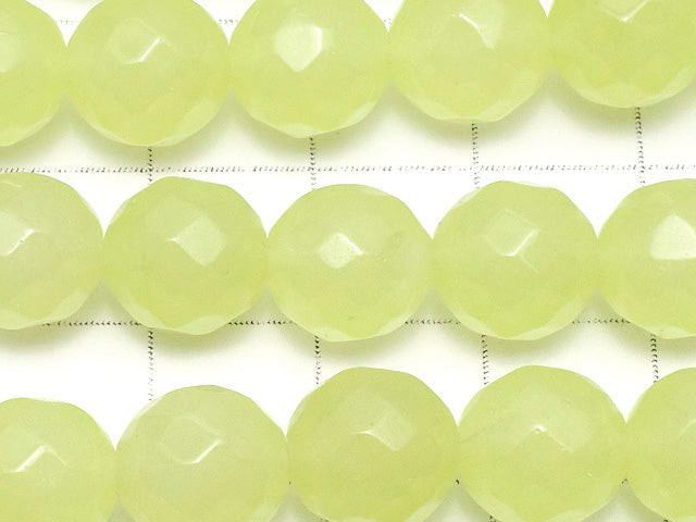 1strand $7.79! Yellow Green Jade 64Faceted Round 10mm 1strand beads (aprx.15inch / 38cm)