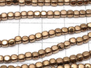 Hematite Small Size Cube 3x3mm x 3mm Bronze Coating 1strand beads (aprx.15inch / 38cm)