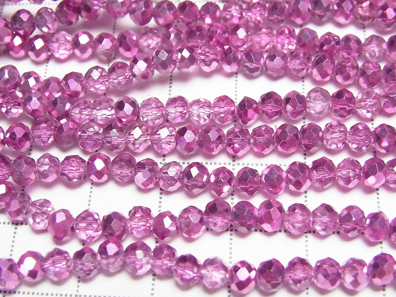 Glass Beads Faceted Button Rondelle 4.5x4.5x3.5mm Pink Purple Half-Coated 1strand Beads (approx. 15 inches/36 cm)