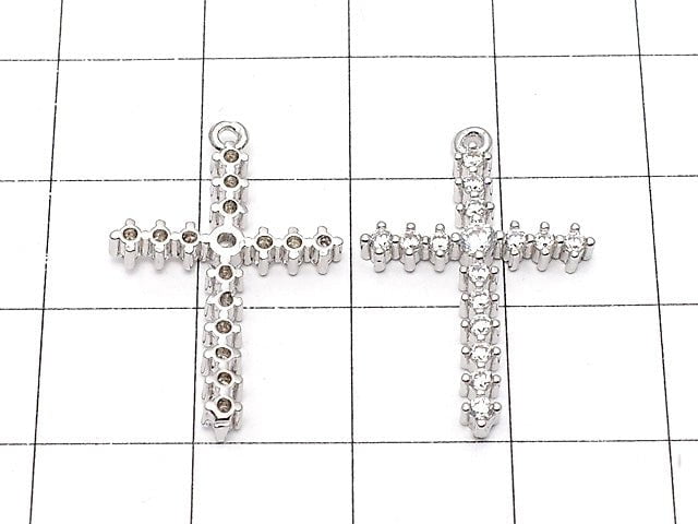 Metal Parts 24x16mm Cross Silver color (with CZ) 1pc $2.79!