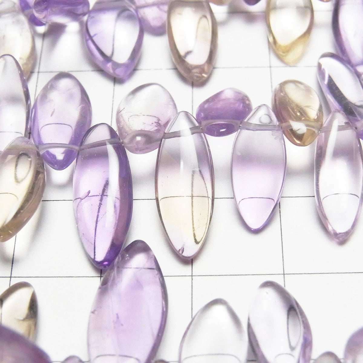High Quality Amethyst x Citrine AA++ Marquise (Smooth) 1strand beads (aprx.7inch/18cm)