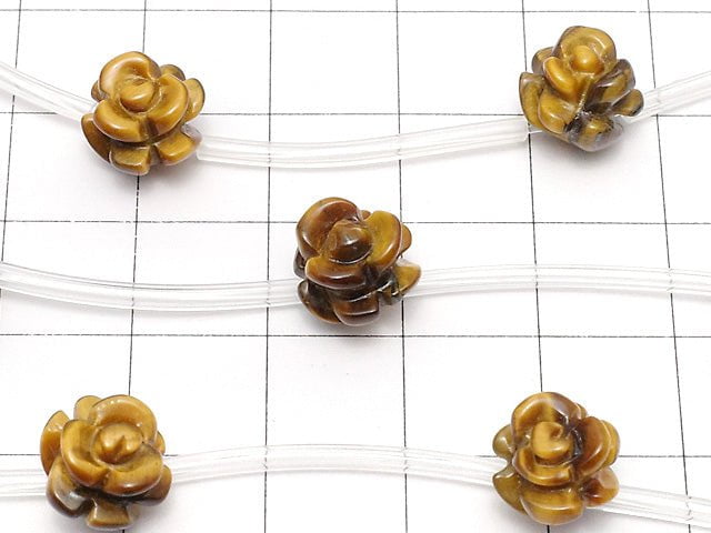 [Video] Yellow Tiger's Eye AAA Rose 10mm 1strand (8pcs)