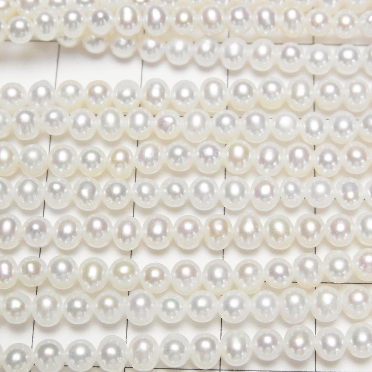 Fresh Water Pearl AAA- White Semi Round-Potato 4mm 1strand beads (aprx.15inch/38cm)