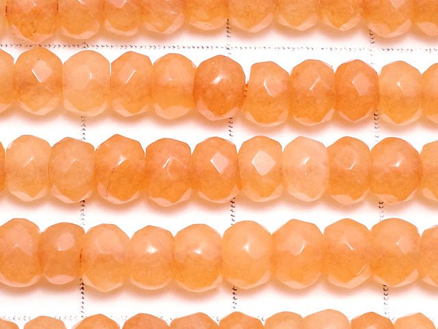 Orange Color Jade Faceted Button Roundel 4 x 4 x 3 mm 1 strand beads (aprx. 13 inch / 32 cm)