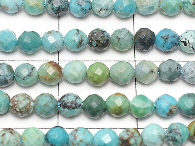 [Video] High Quality! Turquoise AA++ Faceted Round 3mm 1strand beads (aprx.15inch / 37cm)