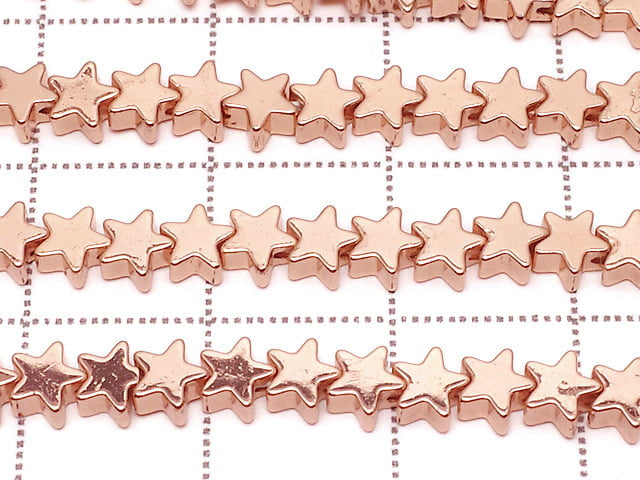 [Video] Hematite Star 4x4mm Pink Gold Coating 1strand beads (aprx.15inch/37cm)