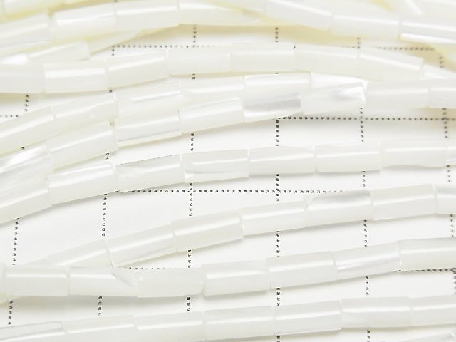 Mother of Pearl MOP White Tube 8x4x4mm 1strand beads (aprx.15inch/38cm)