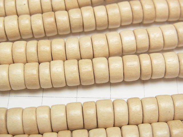 1strand $3.79! White Wood Roundel 8x8x4mm 1strand beads (aprx.15inch / 38cm)