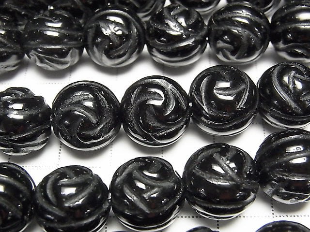 [Video] Onyx AAA Round Rose Cut 14mm half or 1strand beads (aprx.15inch/38cm)