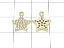 Metal Parts star motif charm 13x11mm gold color (with CZ) 2pcs $3.59!